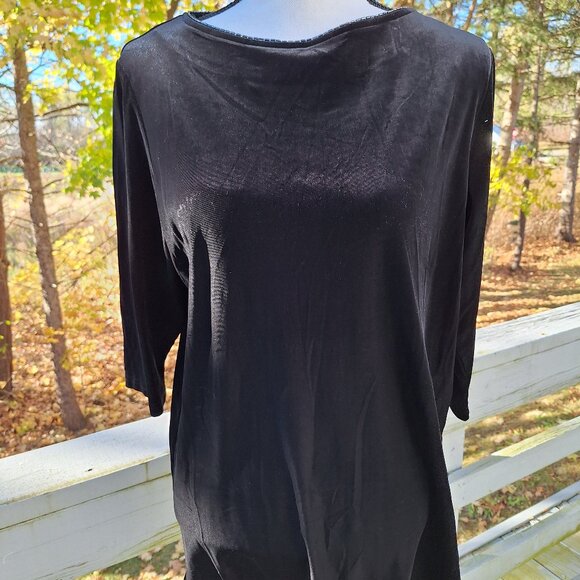Amanda Smith Stretch Black Tunic Top Medium - Picture 3 of 8